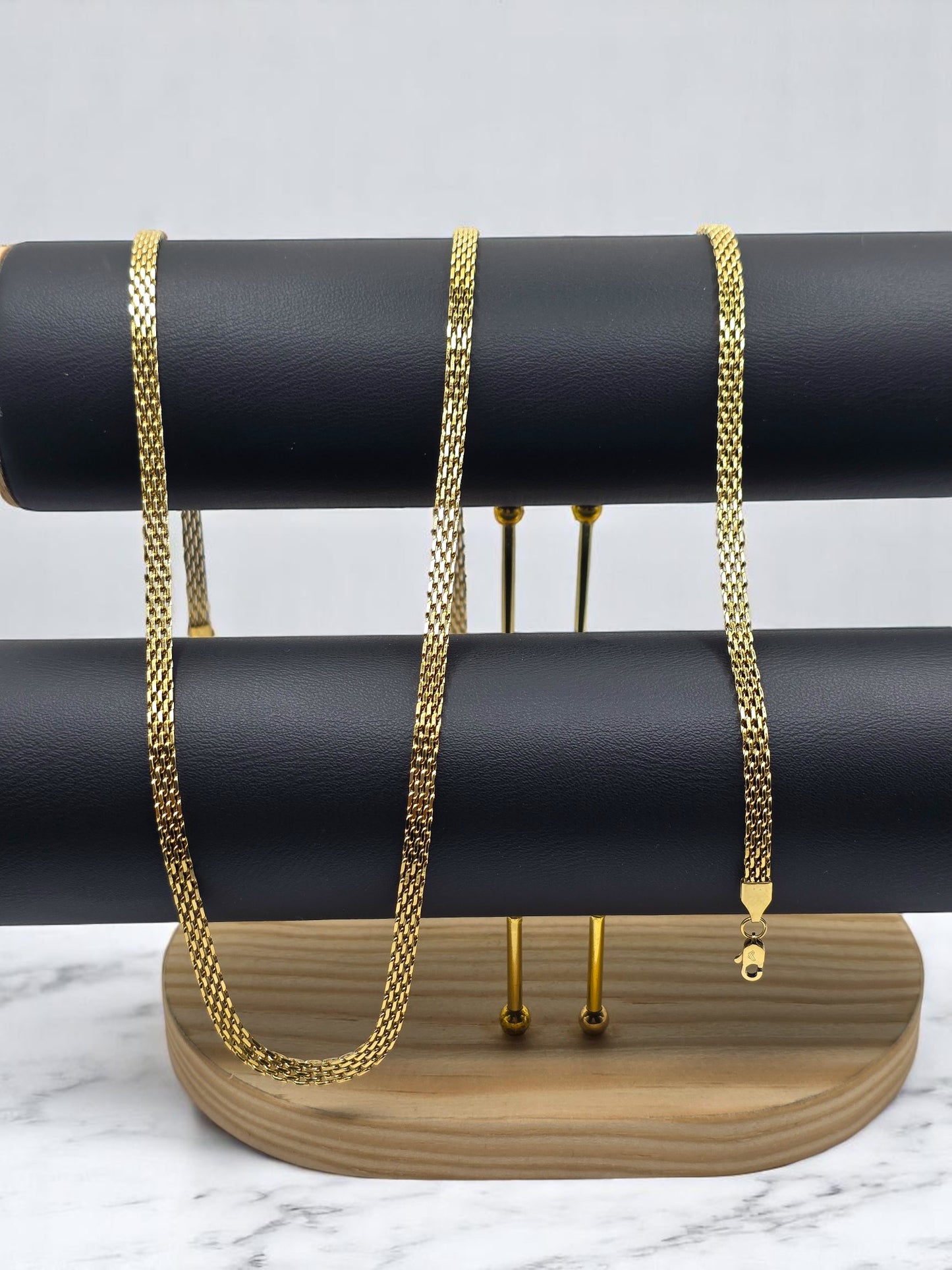Combo Chinesca 4mm Oro Laminado 18K | Cadena 60cm + Pulsera 20cm