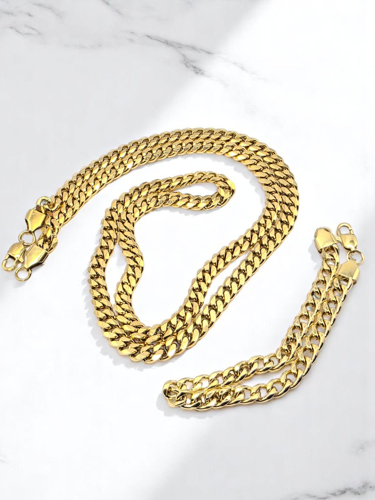 Combo Cubana 6mm Oro Laminado 18K | Cadena 65 cm + Pulsera 20 cm