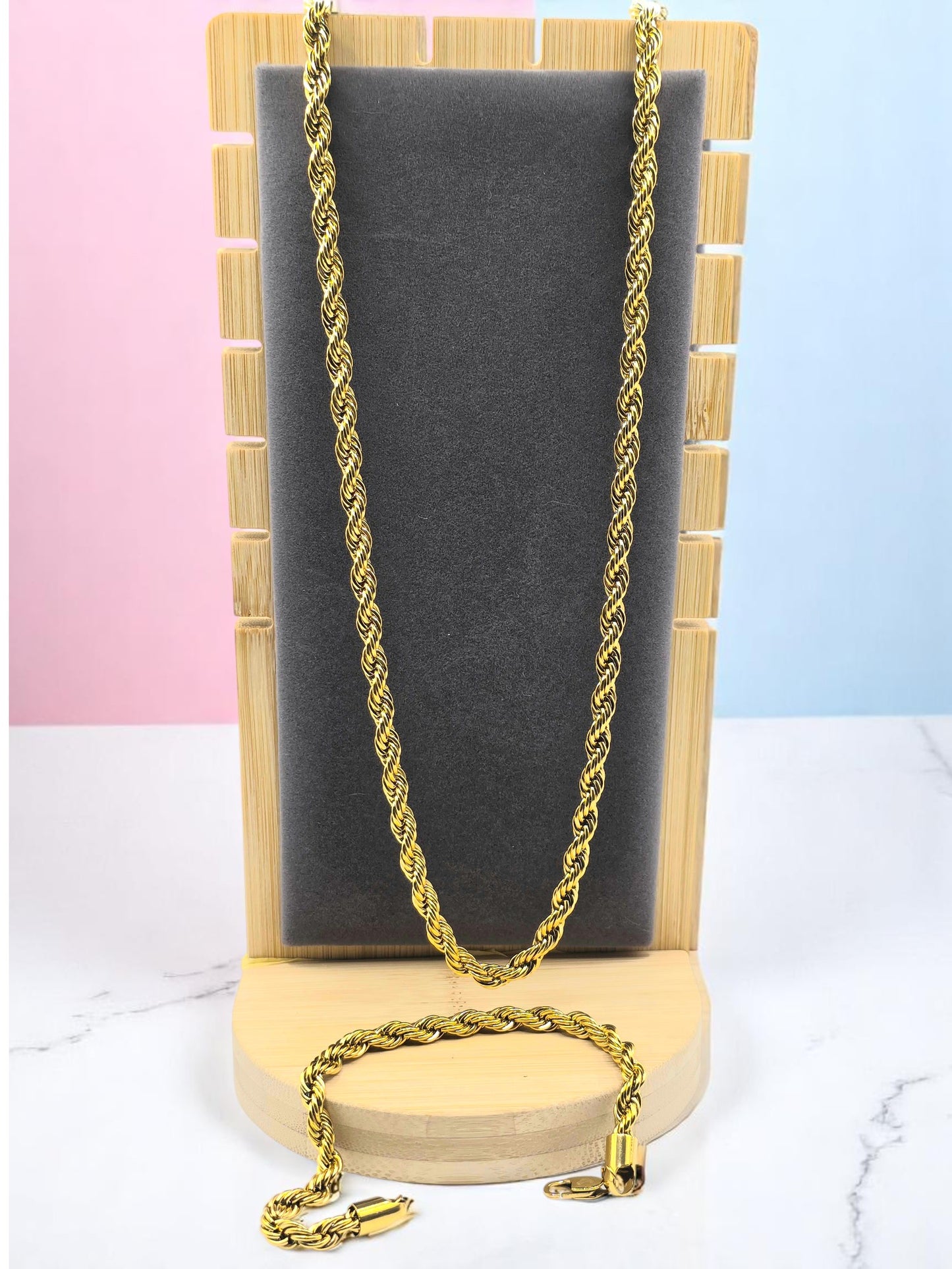 Cadena Lazo 6mm | 65 cm | Oro Laminado 18K