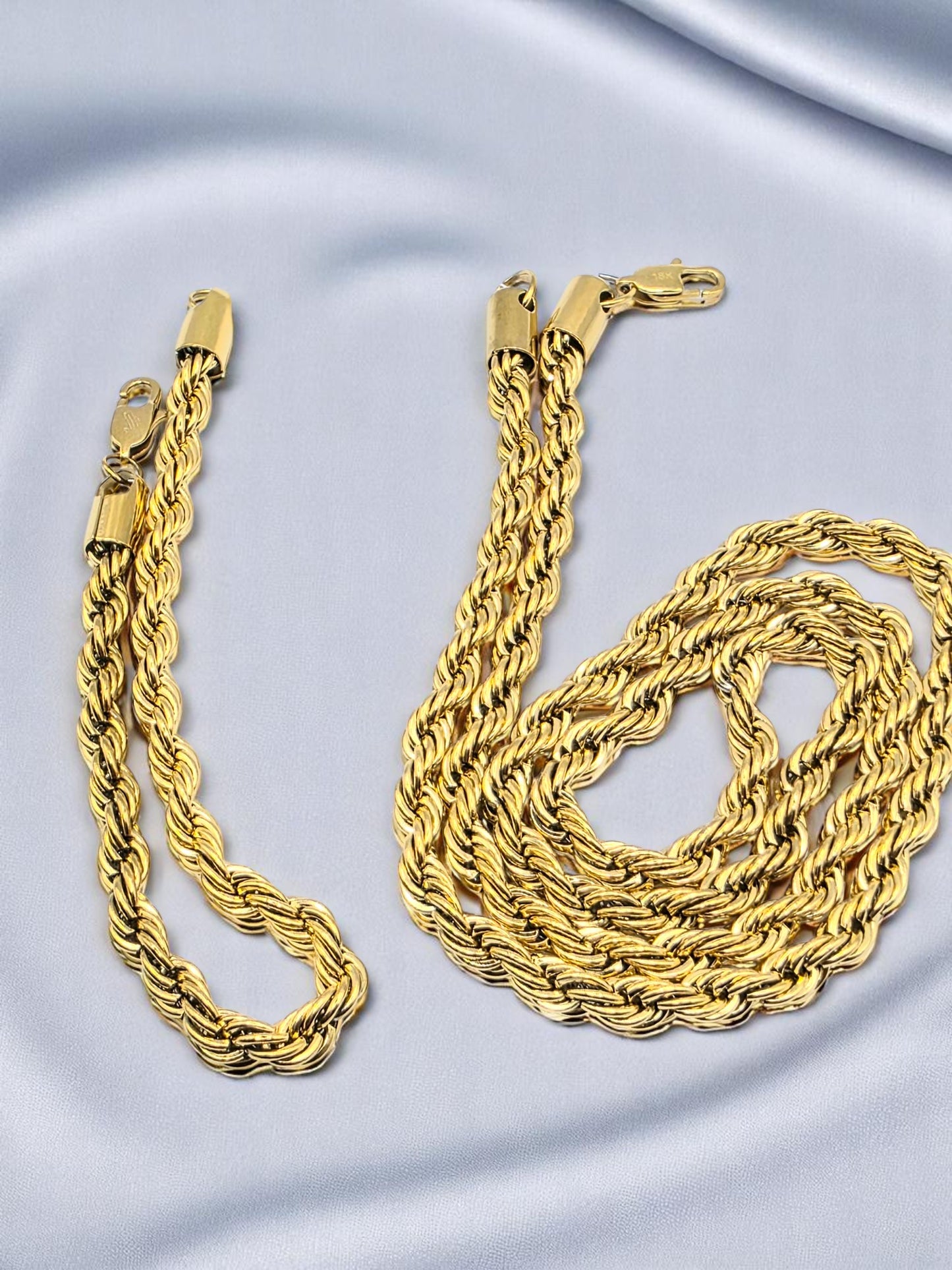 Combo Lazo 6mm Oro Laminado 18K | Cadena 65 cm + Pulsera 20 cm