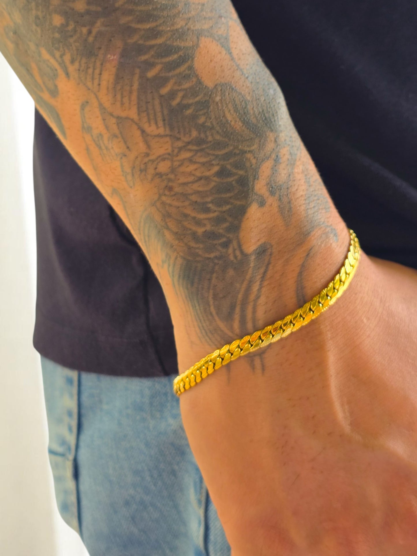 Combo Grabada 6 mm Oro Laminado 18K | Cadena 65 cm + Pulsera 20cm