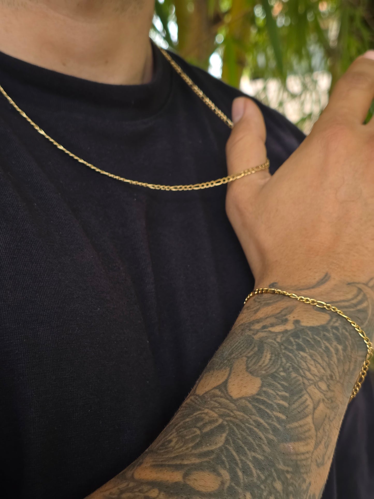 Combo Cartier 3mm Oro Laminado 18K | Cadena 60cm + Pulsera 20 cm