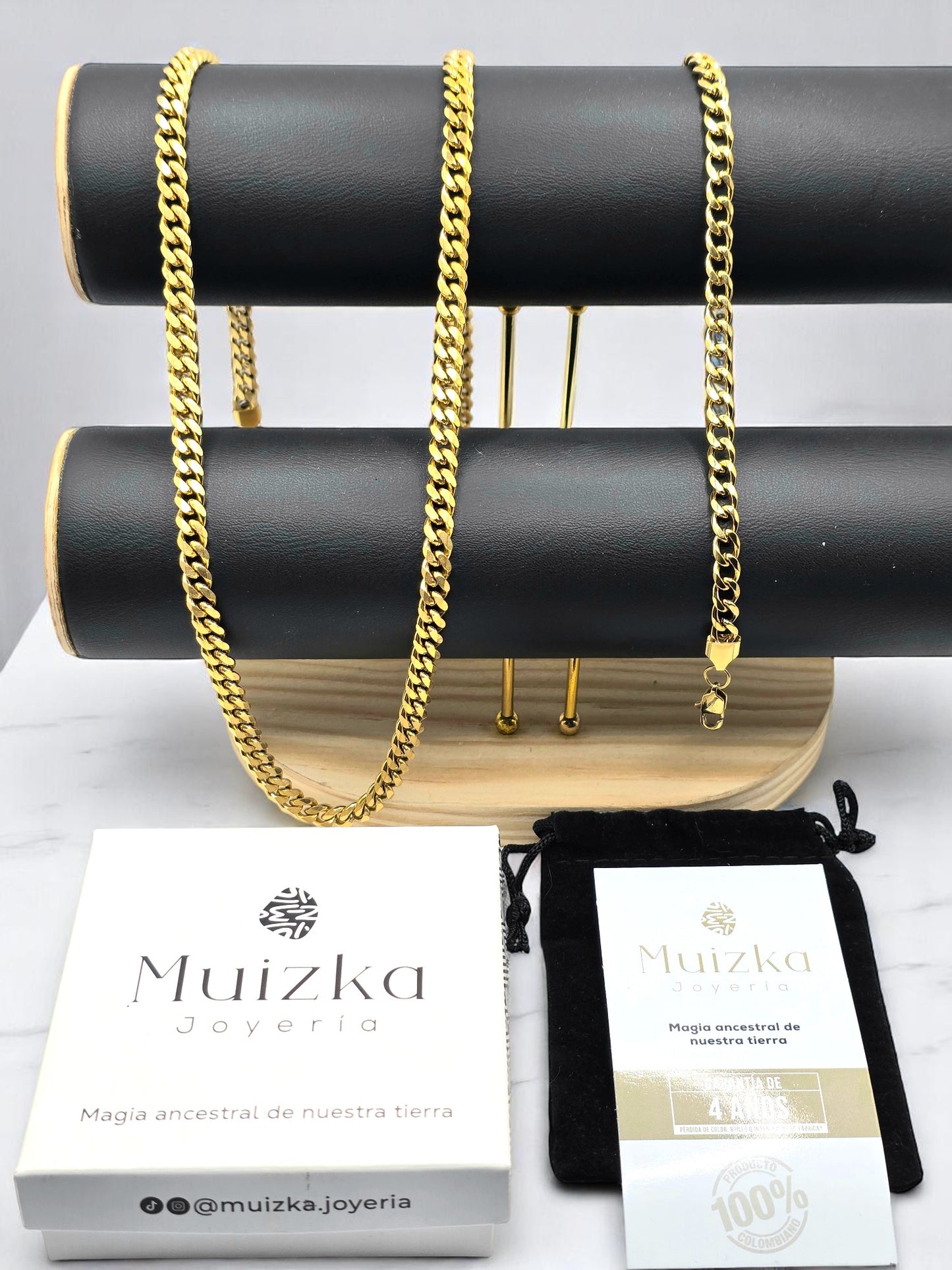 Combo Cubana 6mm Oro Laminado 18K | Cadena 65 cm + Pulsera 20 cm