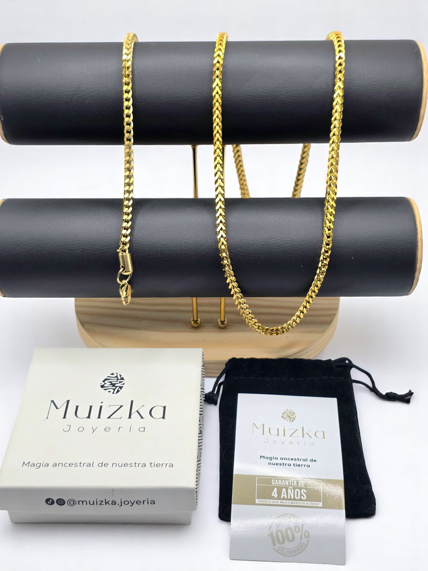 Combo Franco 4mm | Cadena 65 cm + Pulsera 20 cm | Oro Laminado 18K