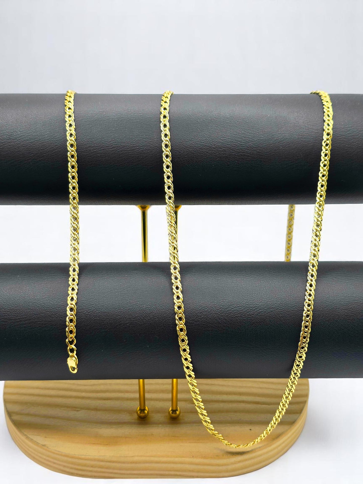 Combo Entrelazada 4mm Oro Laminado 18K | Cadena 65 cm+ Pulsera 20 cm