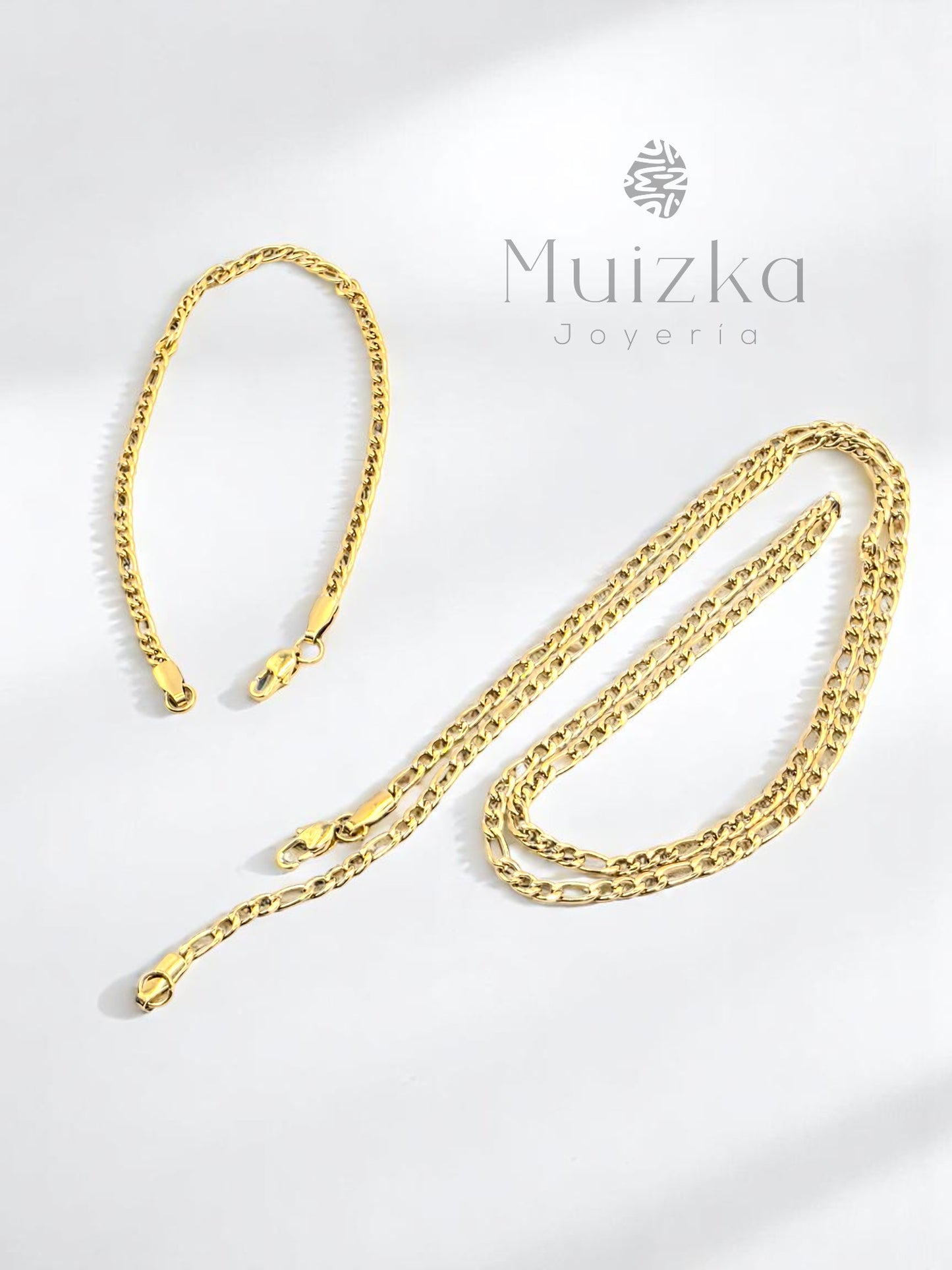 Combo Cartier 3mm Oro Laminado 18K | Cadena 60cm + Pulsera 20 cm