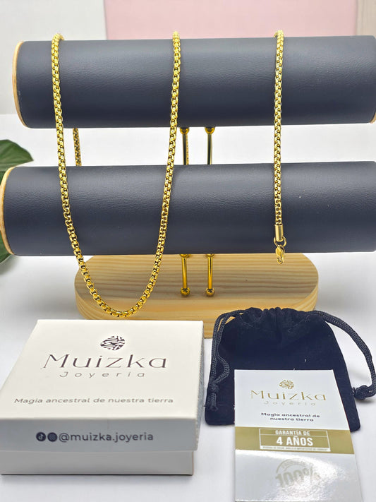 Combo Valenciana 4mm Oro Laminado 18K | Cadena 65 cm + Pulsera 20 cm
