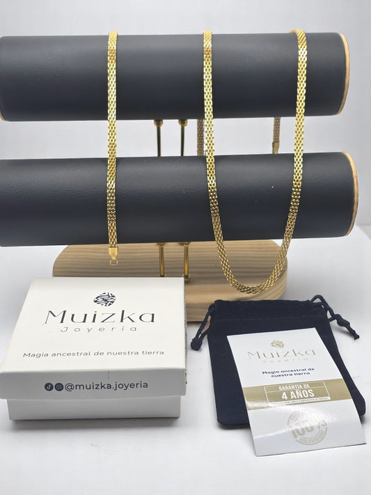 Combo Chinesca 4mm Oro Laminado 18K | Cadena  60cm + Pulsera 20cm