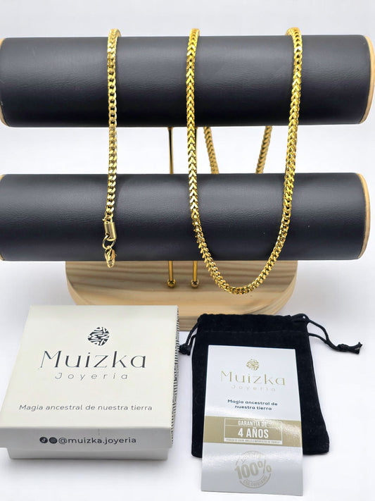 Combo Franco 4mm | Cadena 65 cm + Pulsera 20 cm | Oro Laminado 18K
