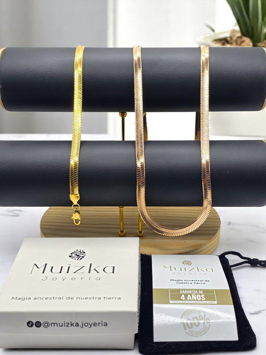 Combo Egipcia 6mm | Cadena 65 cm + Pulsera 20 cm | Oro Laminado 18K